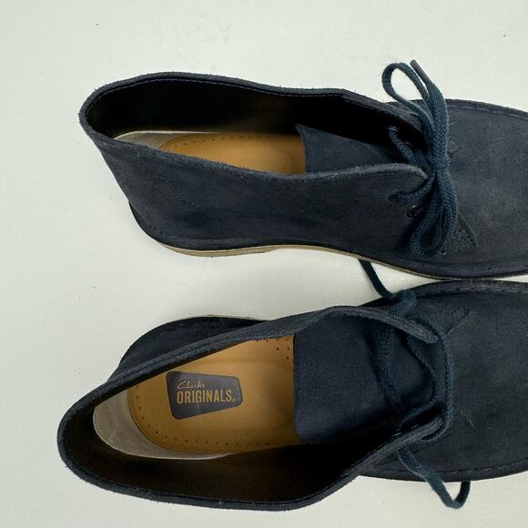 Clarks | Women's Dark Navy Blue Suede Leather Lace Up Desert Chukka Boots - Picture 9 of 12